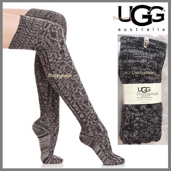 Host Pick UGG Cable Knit Over The Knee Socks OTK Oatmeal Thigh High Boot Long - Picture 4 of 9